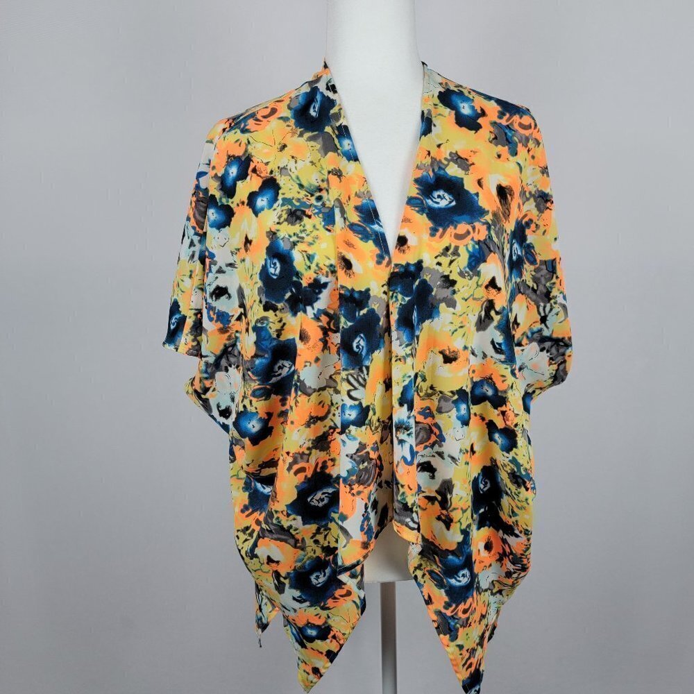 painted threads Open Cardigan Sleeveless Multicolor Watercolor Floral Polyester